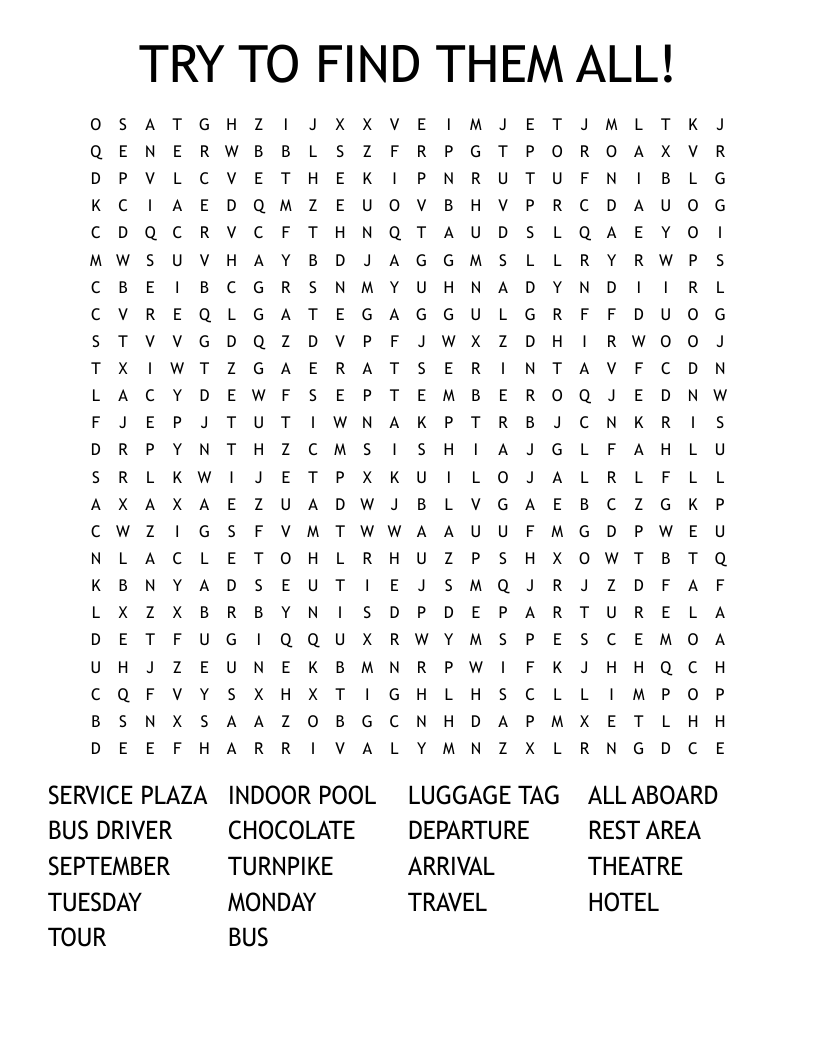 TRY TO FIND THEM ALL! Word Search