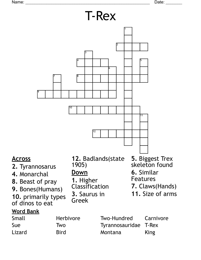 T-Rex Crossword