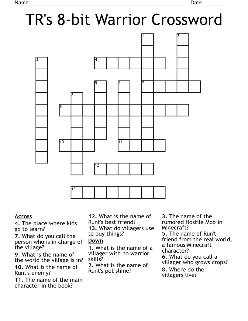 TR's 8-bit Warrior Crossword