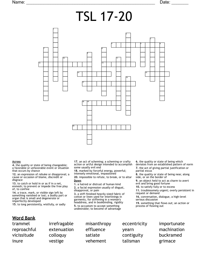 TSL 17-20 Crossword