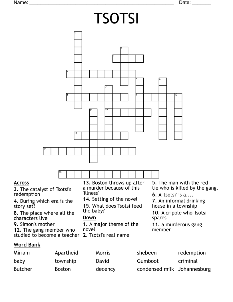 TSOTSI Crossword