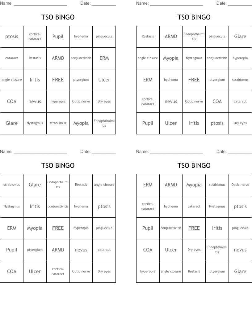 TSO BINGO