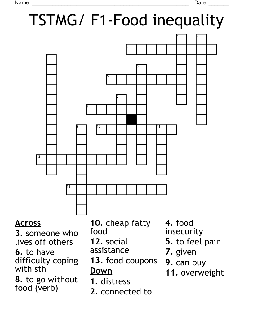 TSTMG/ F1-Food inequality  Crossword