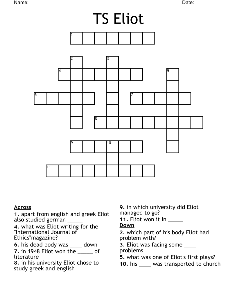 TS Eliot Crossword