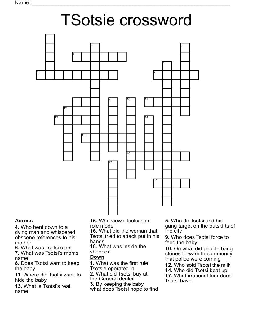TSotsie crossword