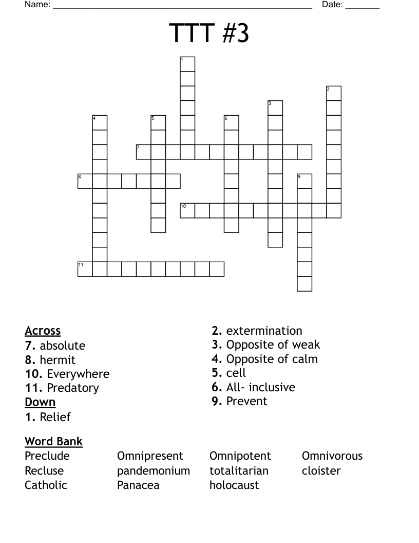 TTT #3 Crossword