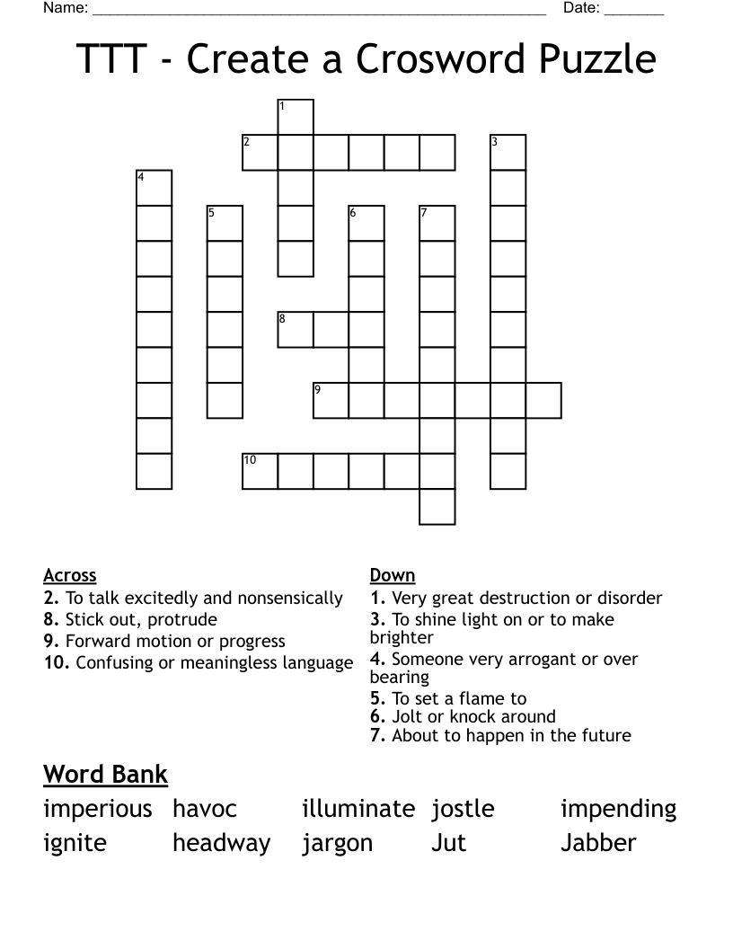 TTT - Create a Crosword Puzzle Crossword