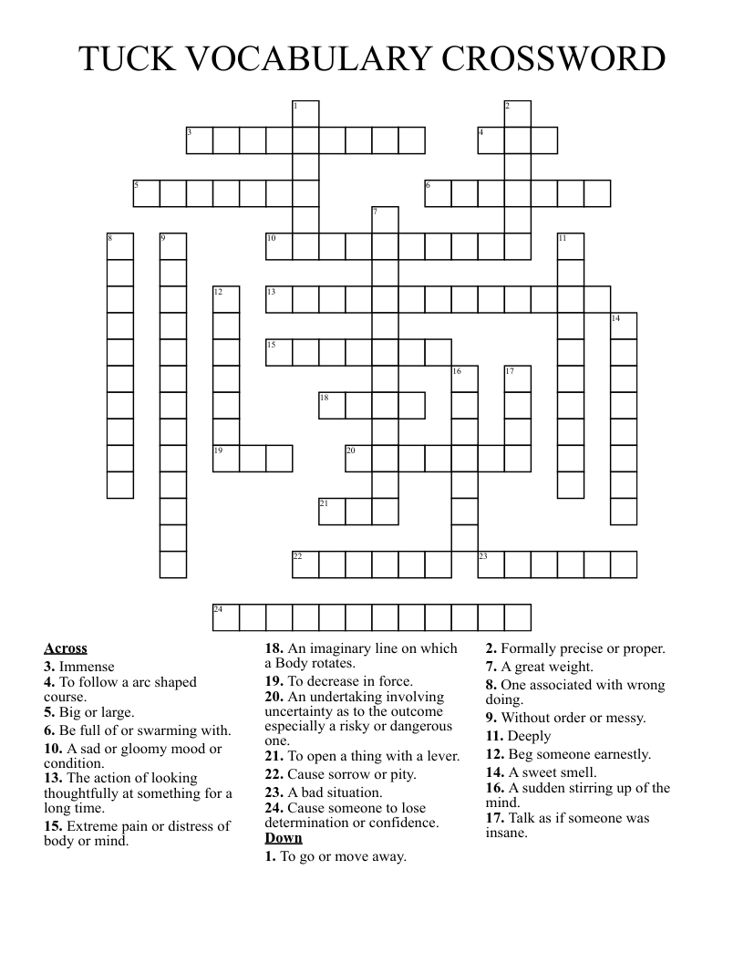 TUCK VOCABULARY CROSSWORD