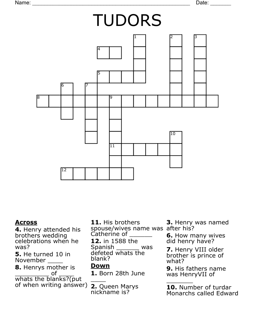 TUDORS Crossword