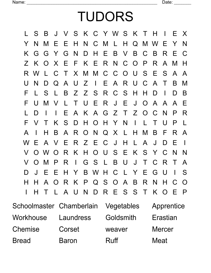 TUDORS Word Search