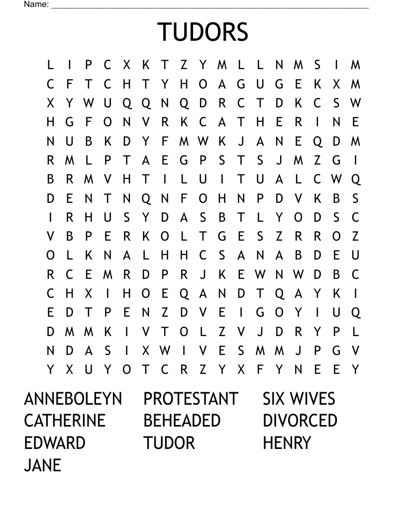TUDORS Word Search