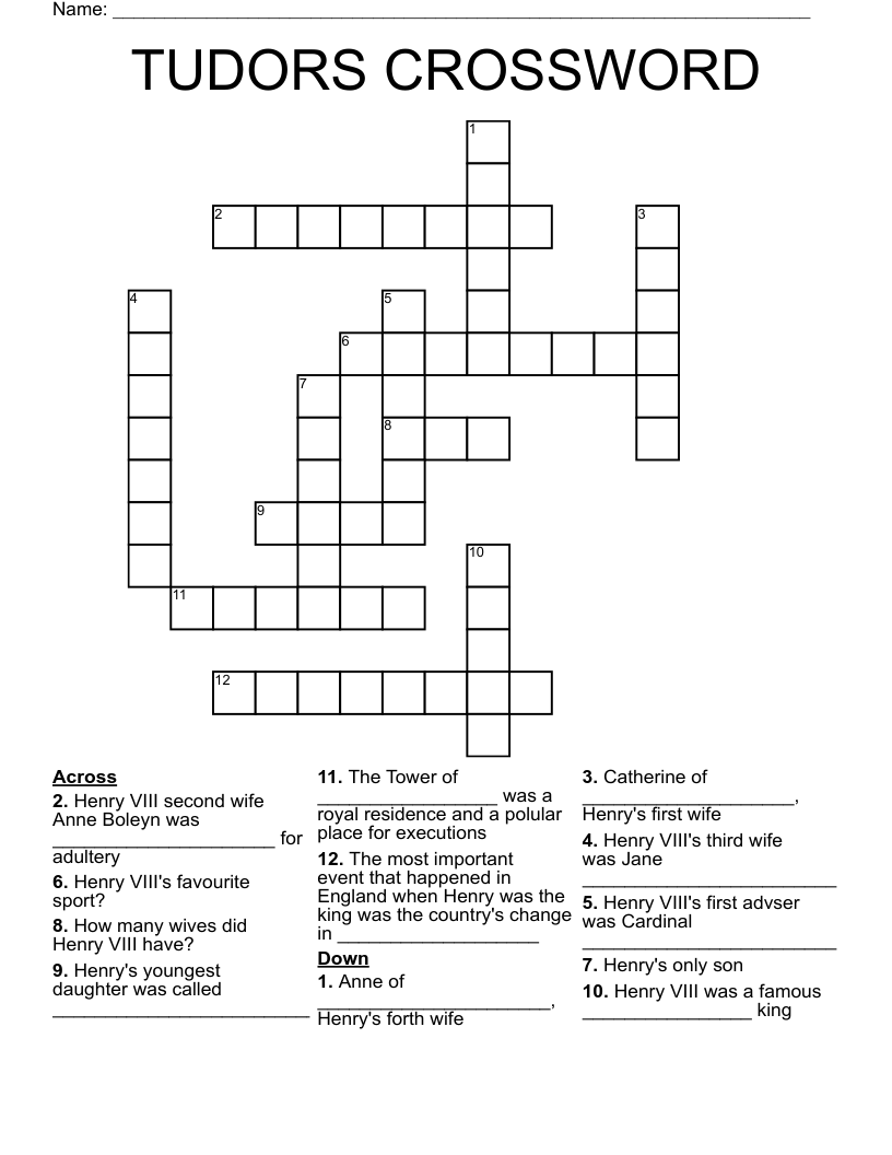 TUDORS CROSSWORD