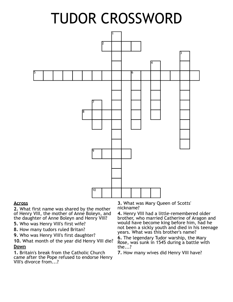 TUDOR CROSSWORD