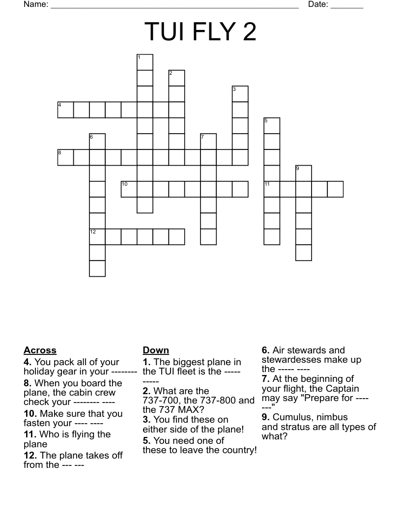 TUI FLY 2 Crossword
