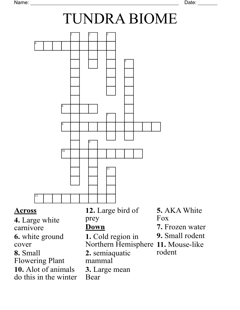 TUNDRA BIOME Crossword