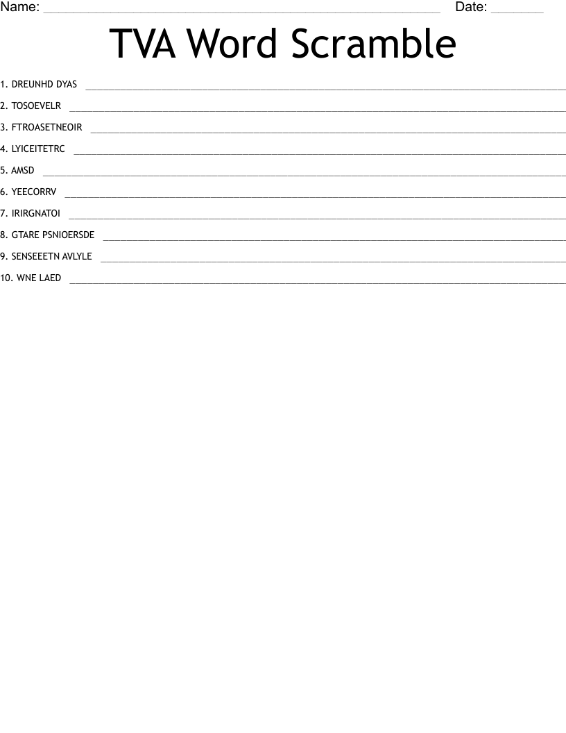 TVA Word Scramble 