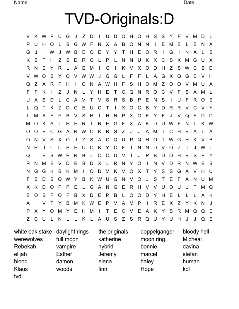 TVD-Originals:D Word Search