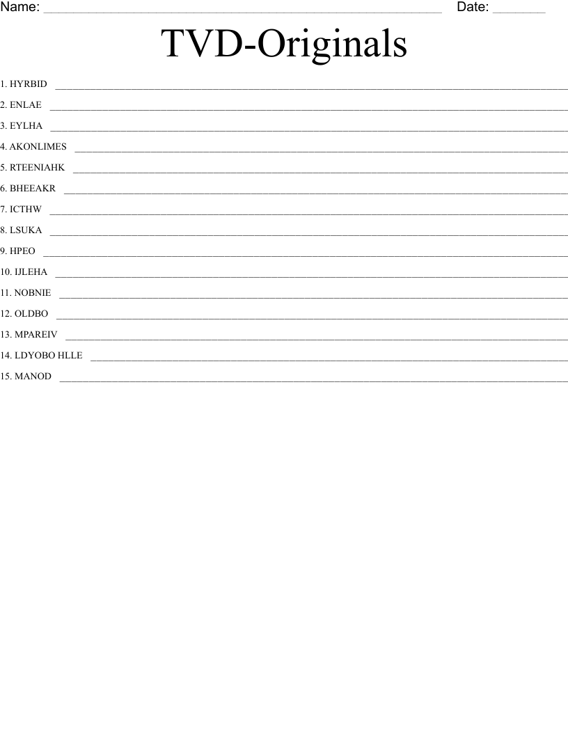 TVD-Originals Word Scramble