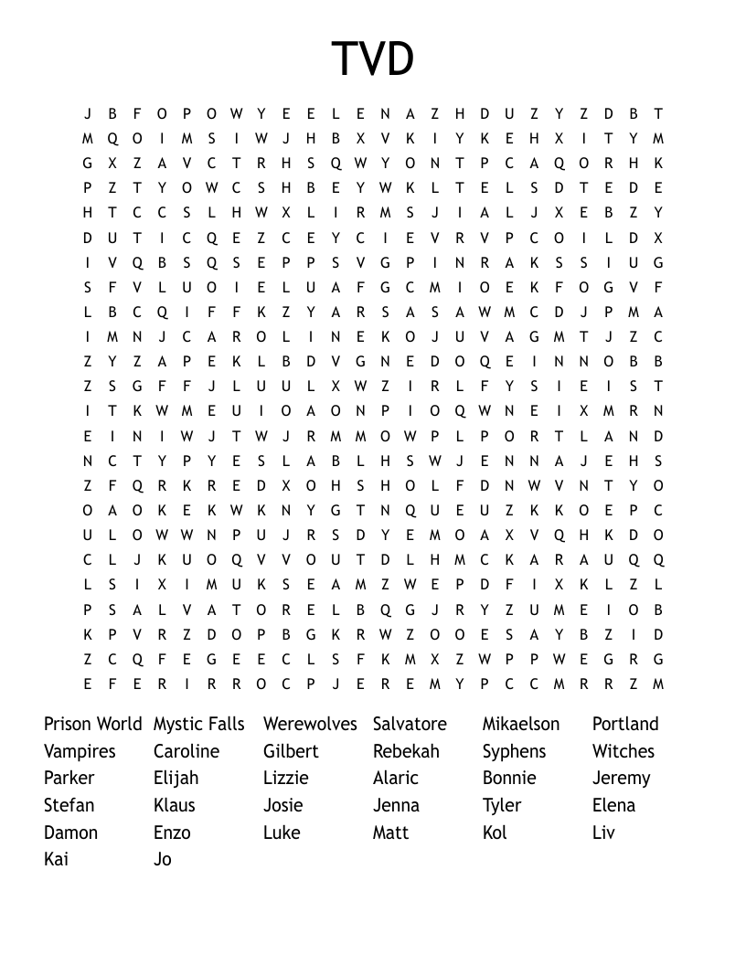 TVD Word Search