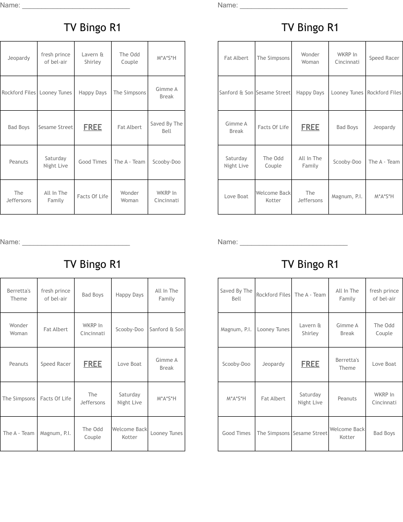 TV Bingo R1