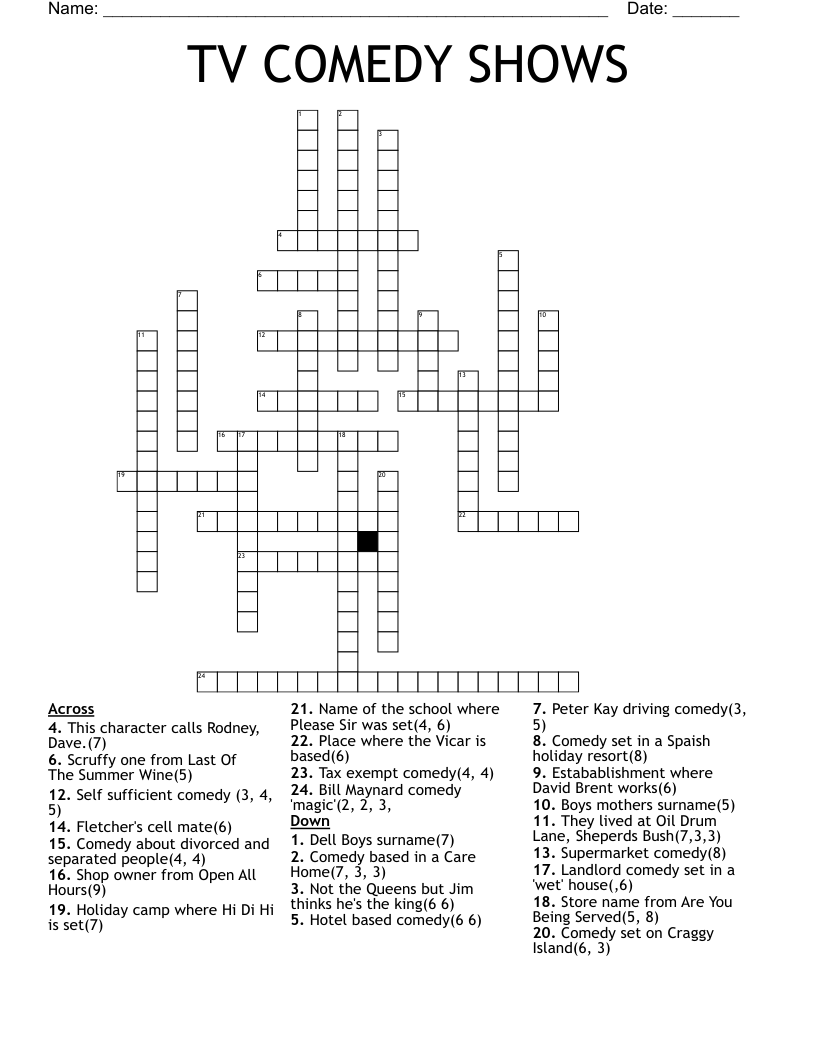 TV COMEDY SHOWS Crossword