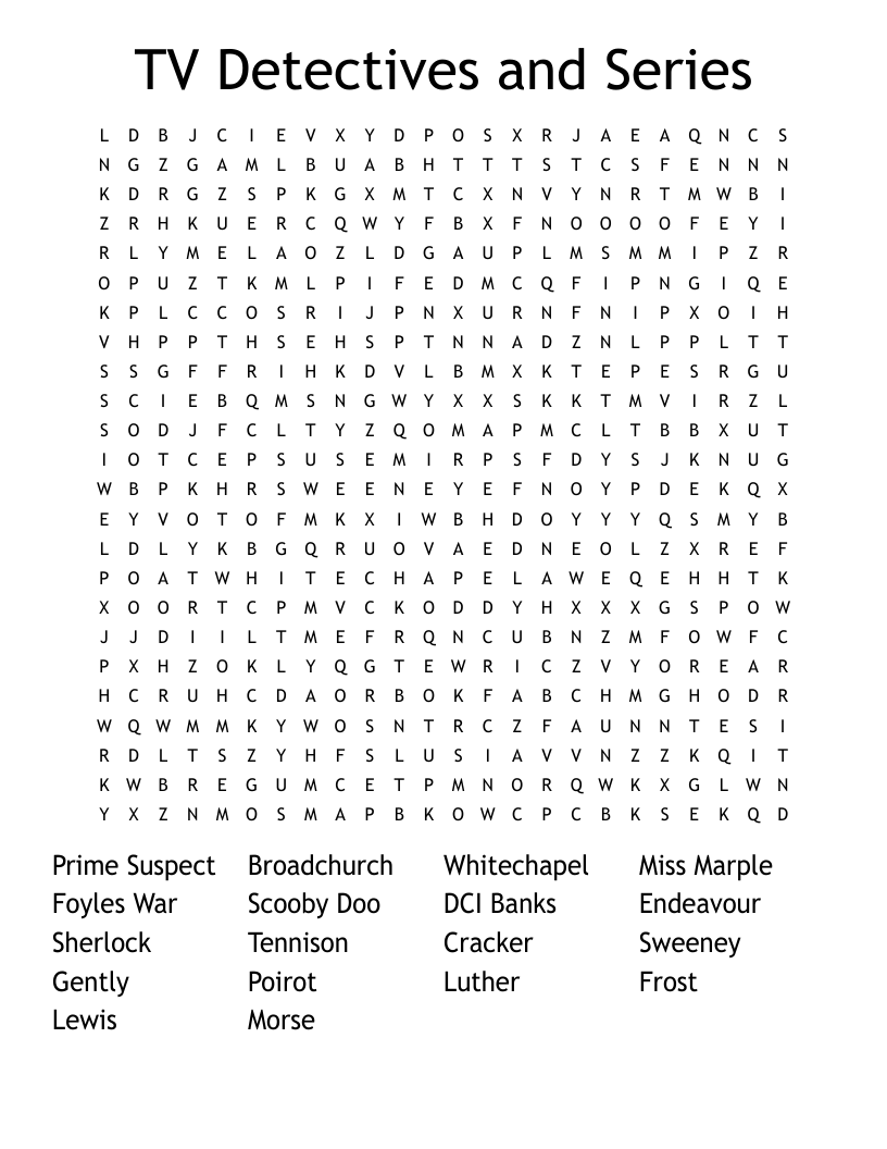 TV Detectives and Series Word Search