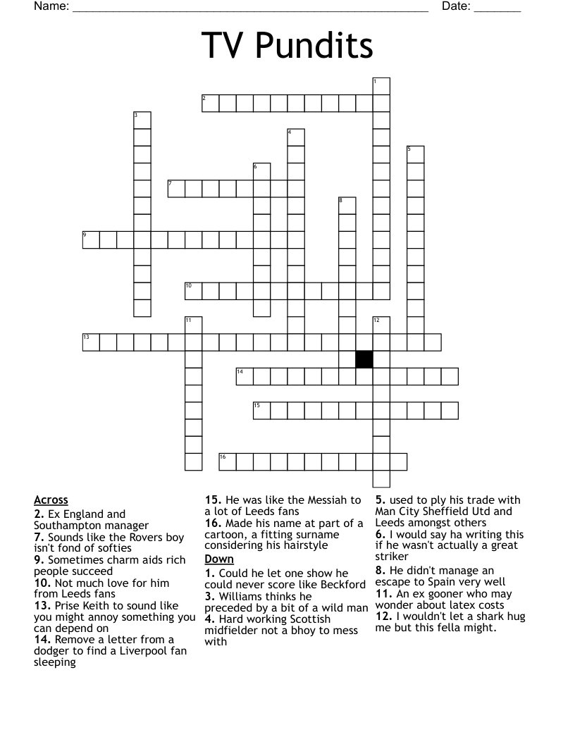 TV Pundits Crossword