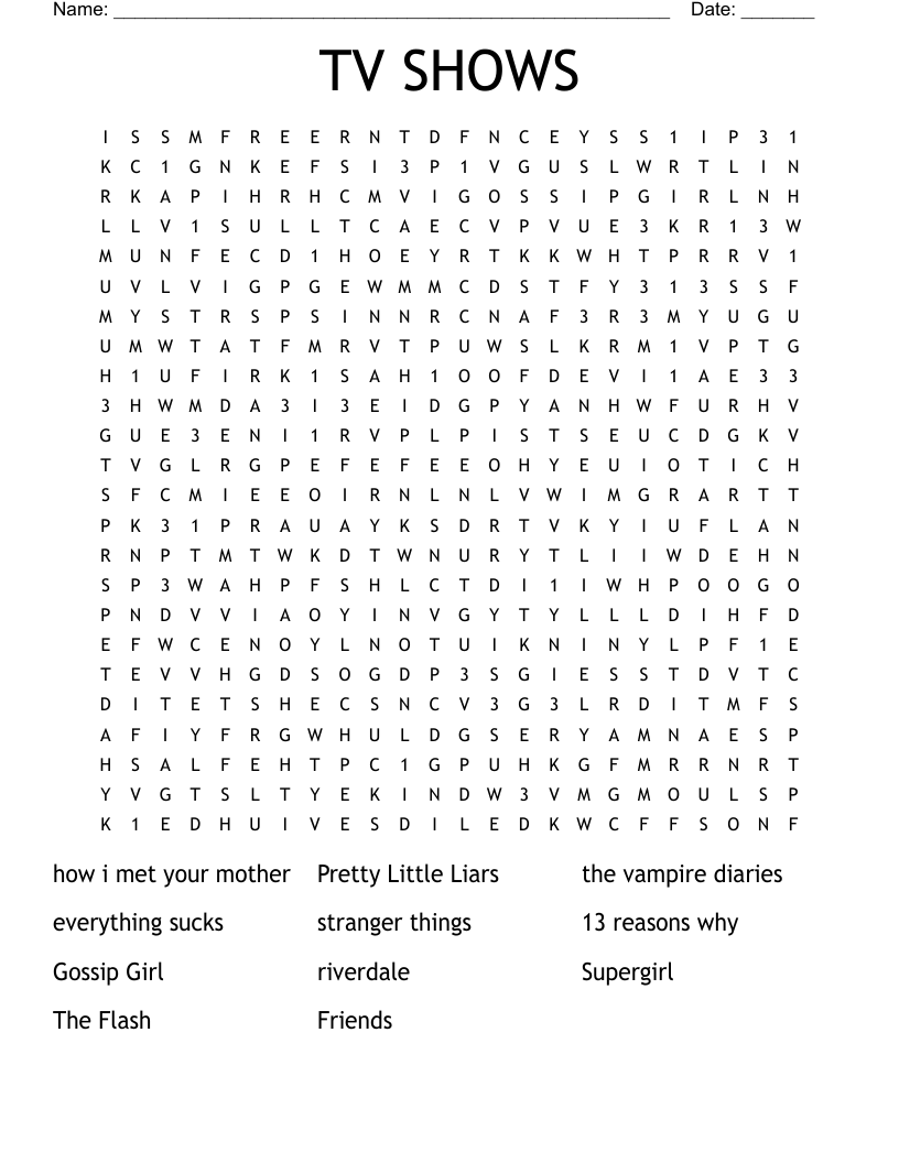 TV SHOWS Word Search