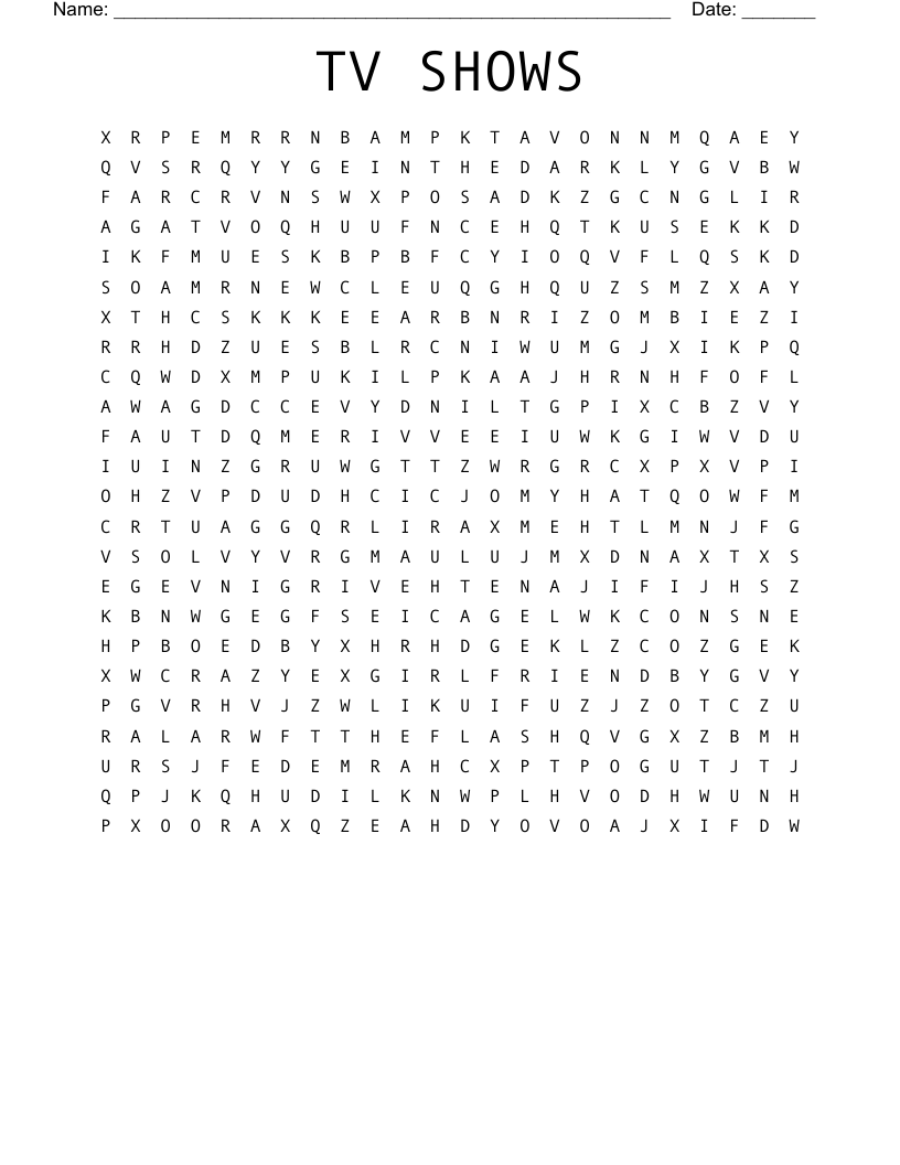 TV SHOWS Word Search