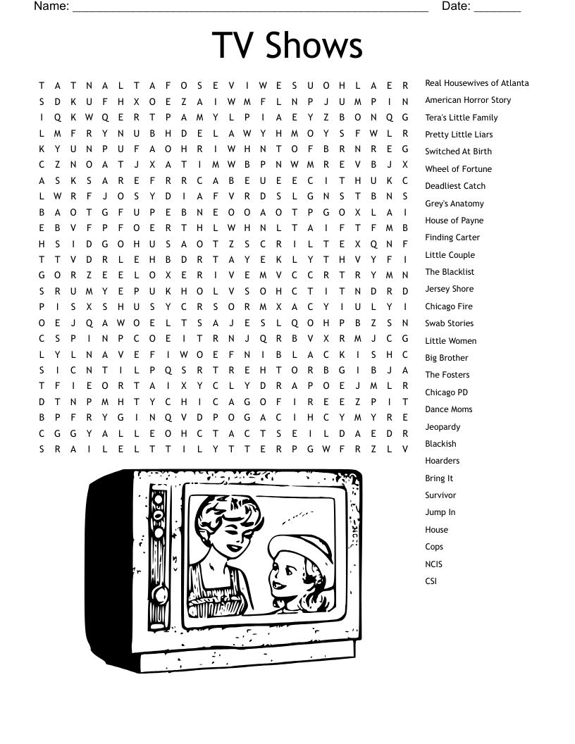 TV Shows Word Search