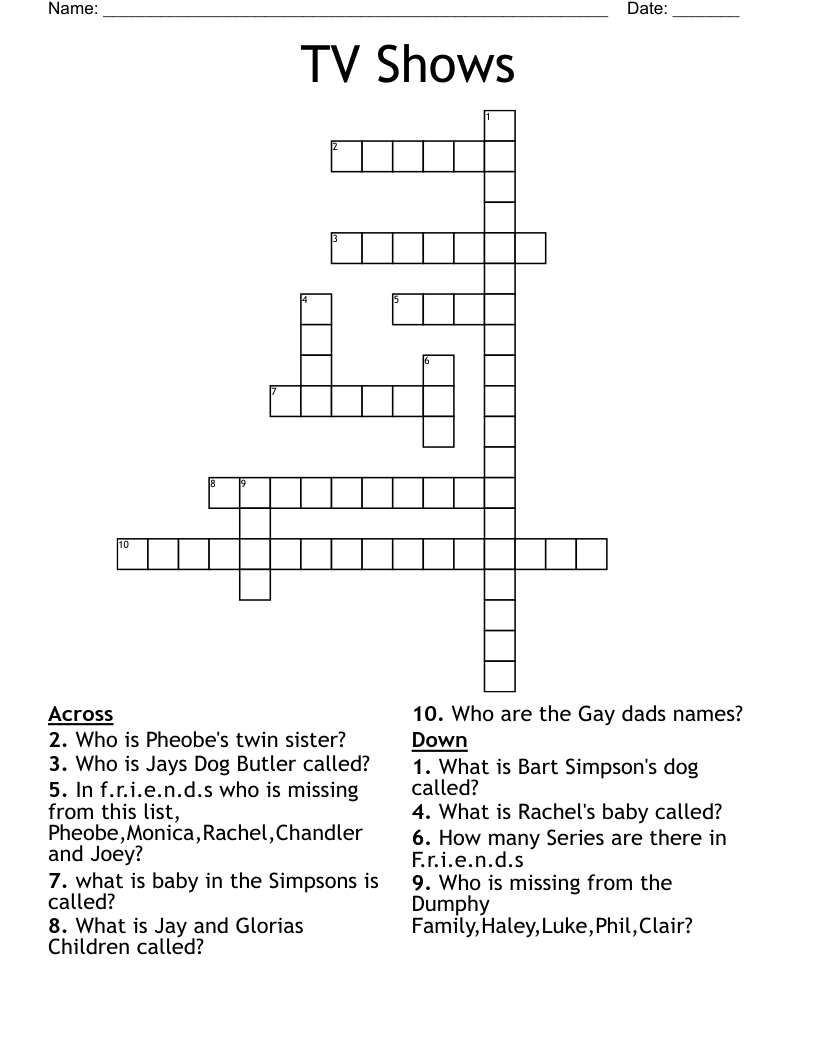 TV Shows Crossword