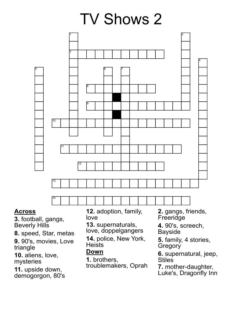 TV Shows 2 Crossword