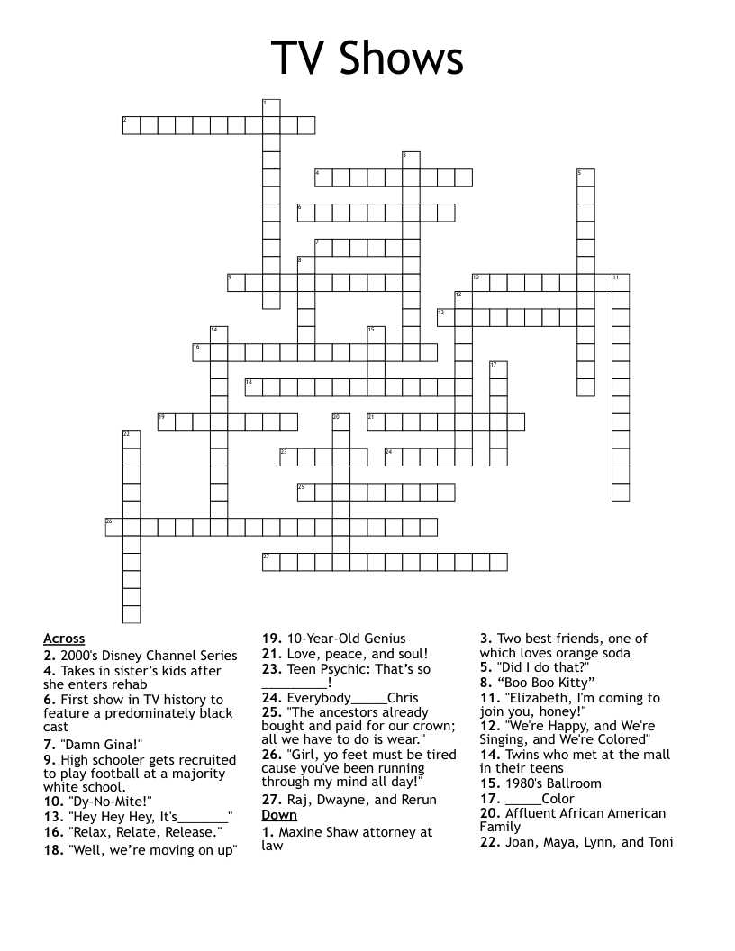 TV Shows  Crossword