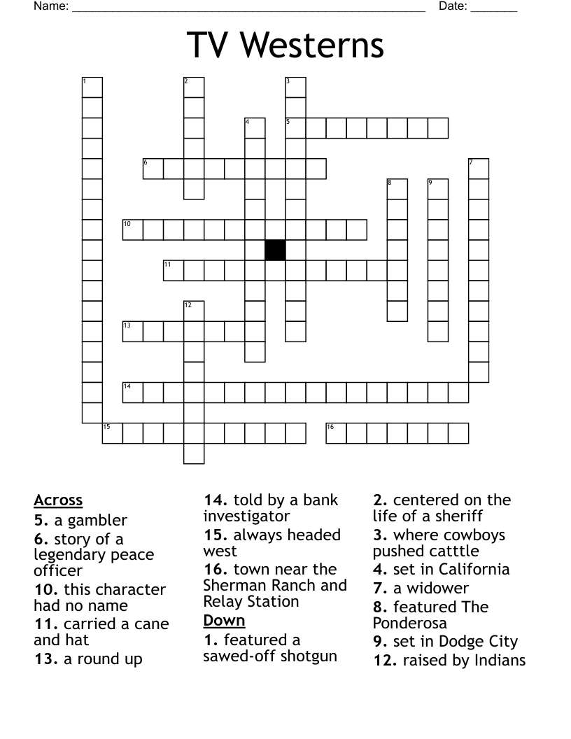 TV Westerns Crossword