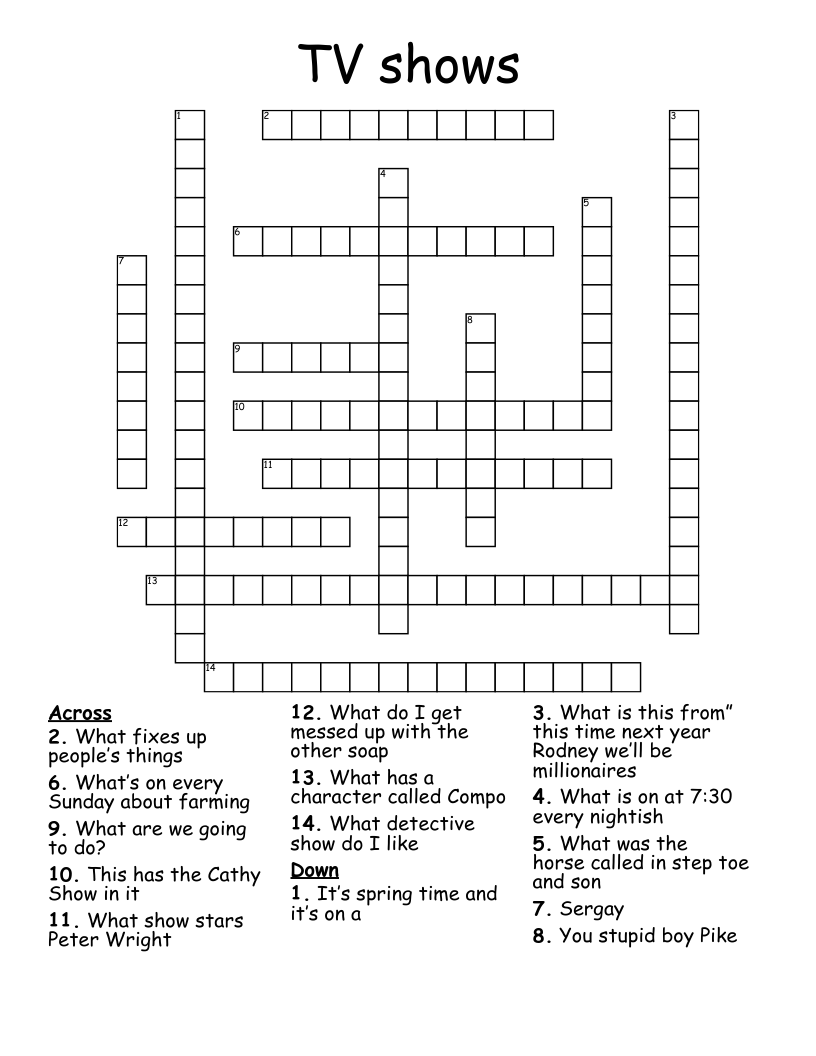 TV shows Crossword