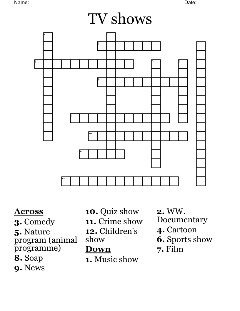 TV shows Crossword