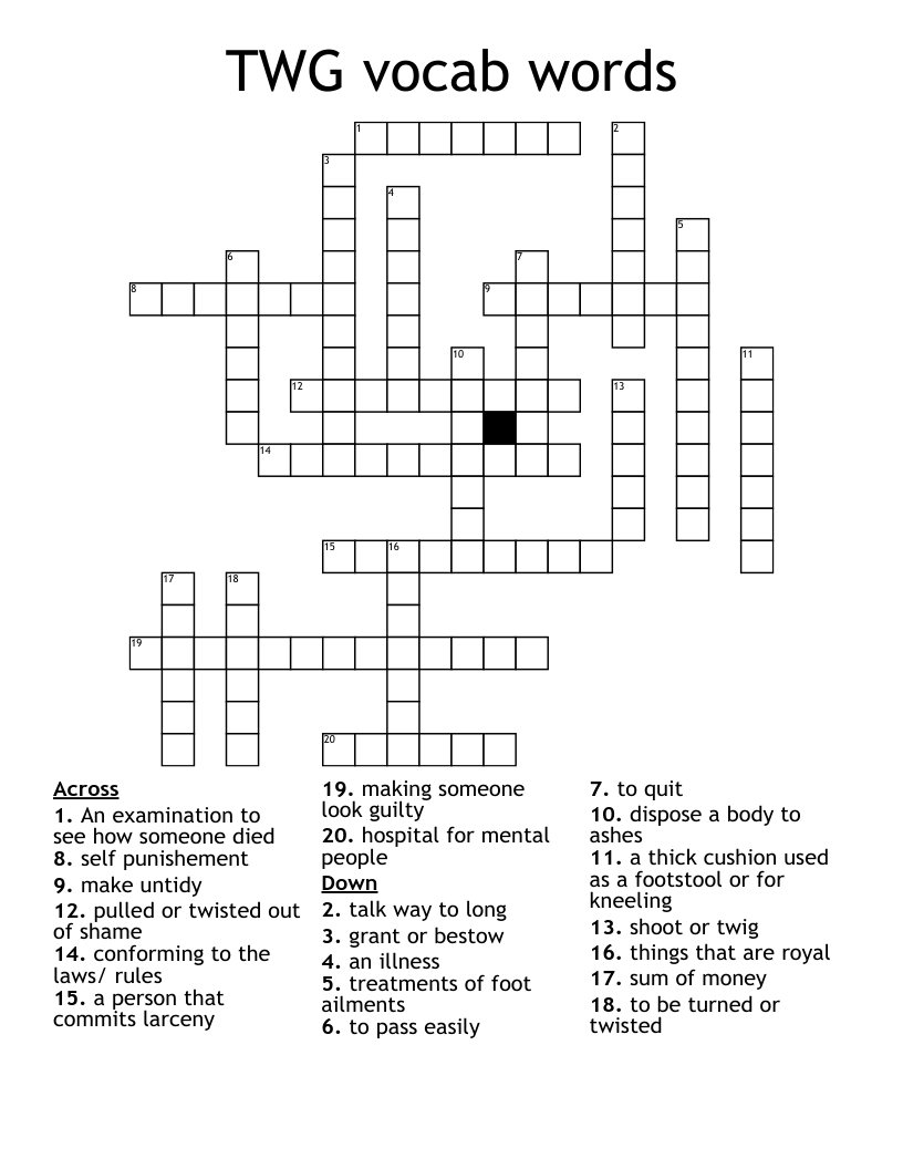 TWG vocab words Crossword