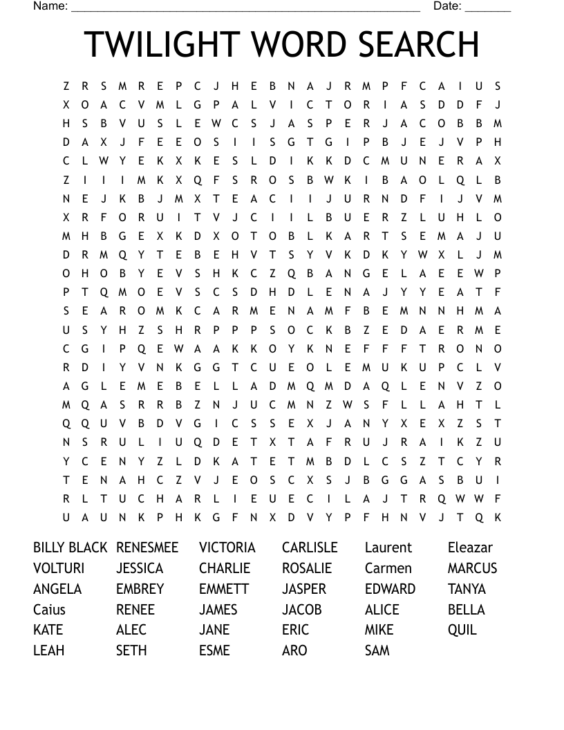 TWILIGHT WORD SEARCH
