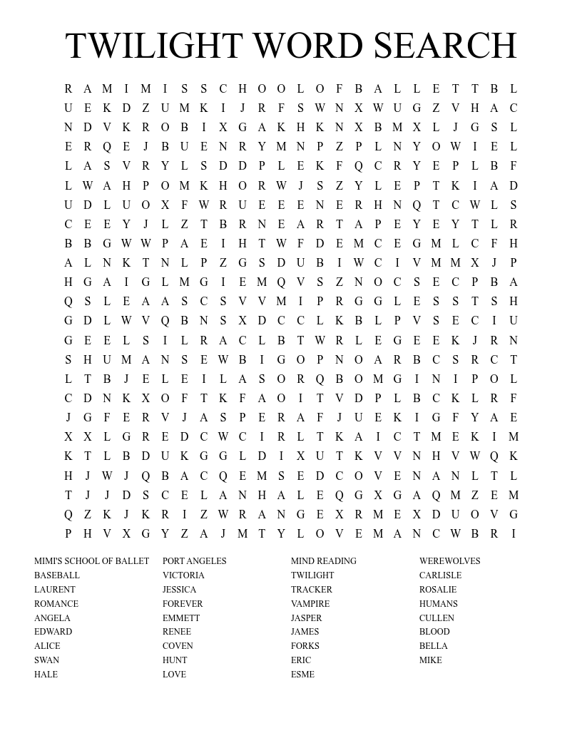 TWILIGHT WORD SEARCH