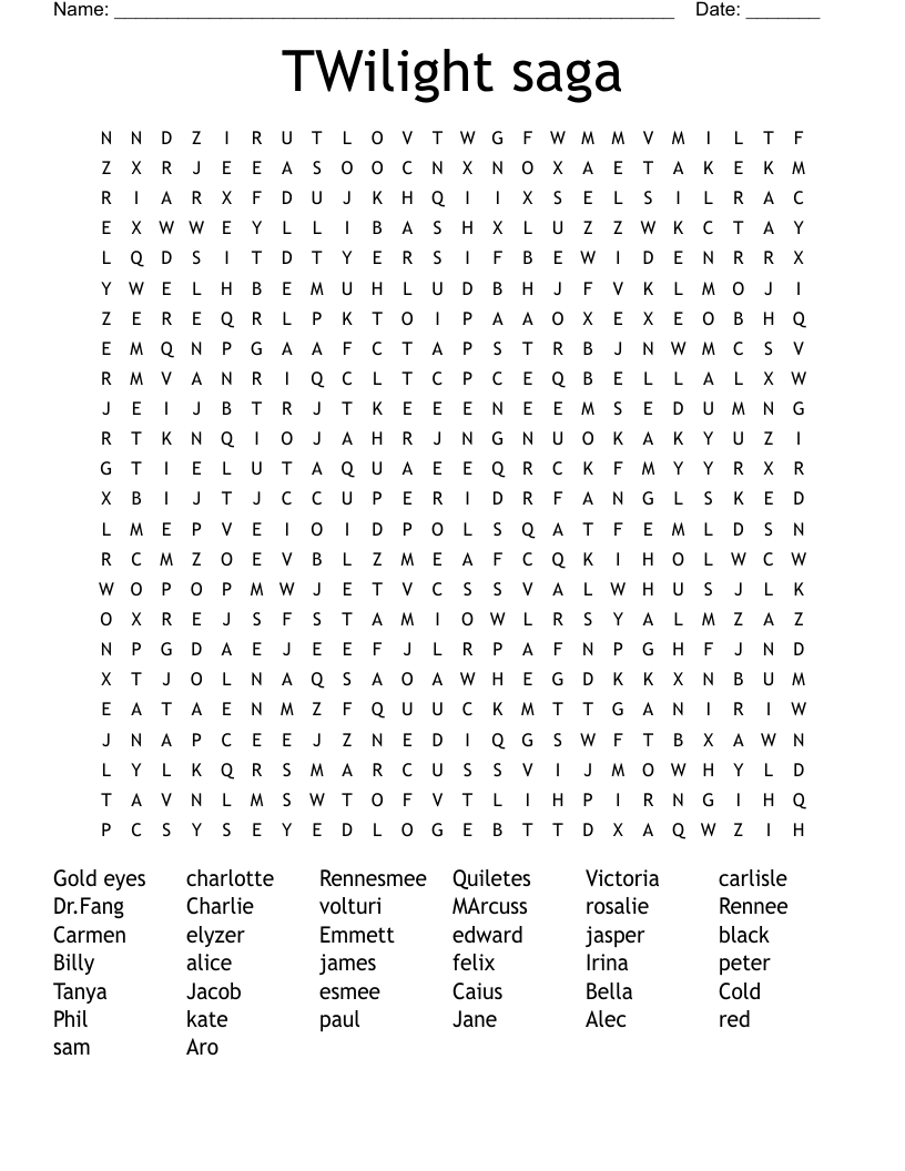 TWilight saga  Word Search