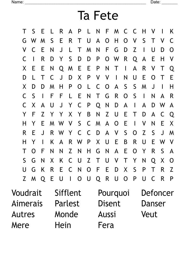 Ta Fete Word Search