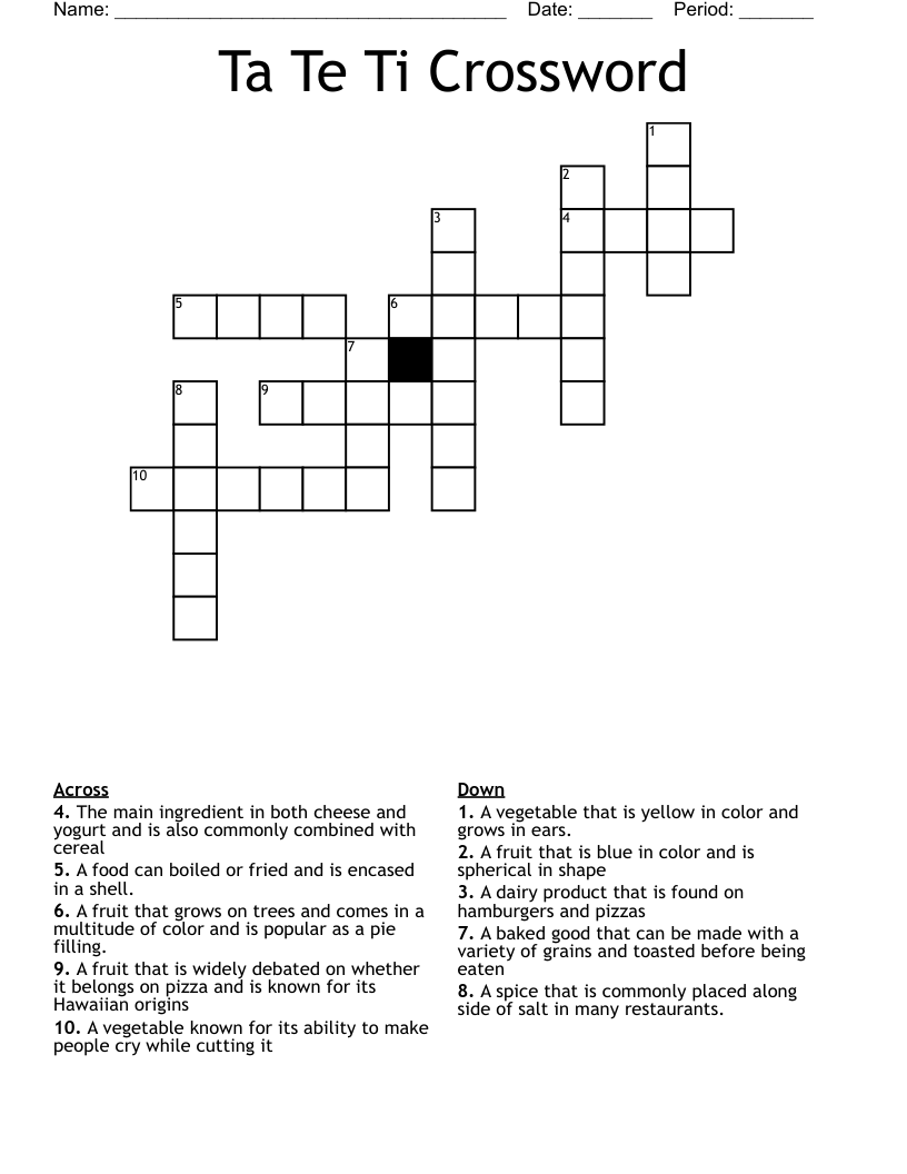Ta Te Ti Crossword