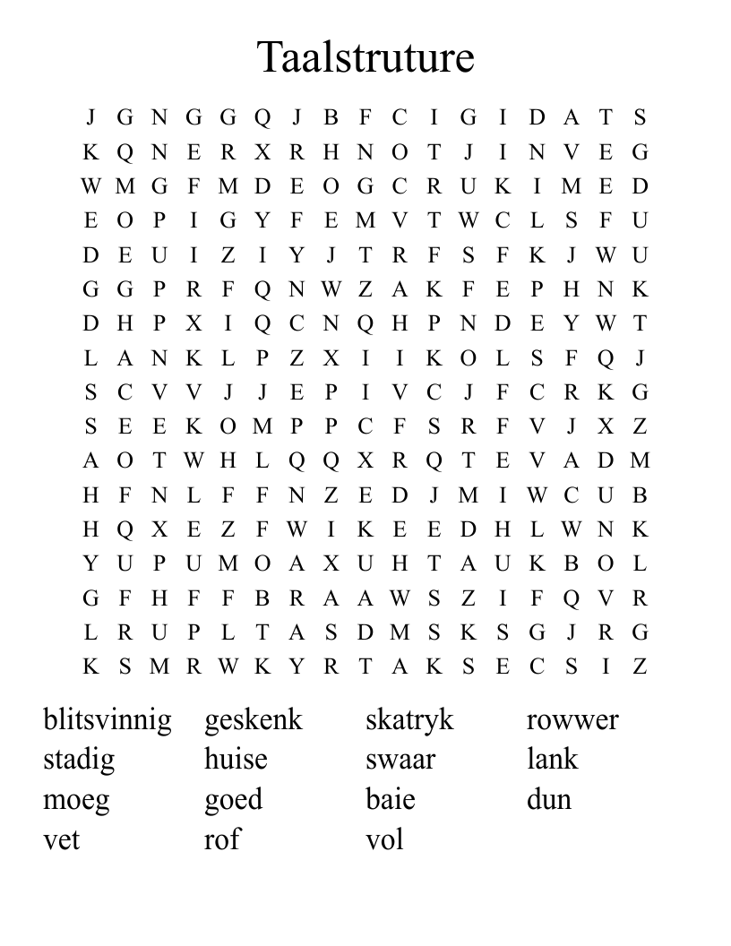 Taalstruture Word Search
