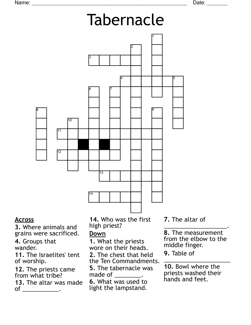 Tabernacle Crossword