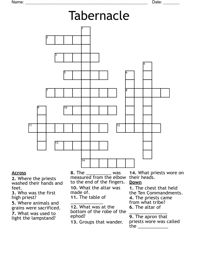 Tabernacle Crossword