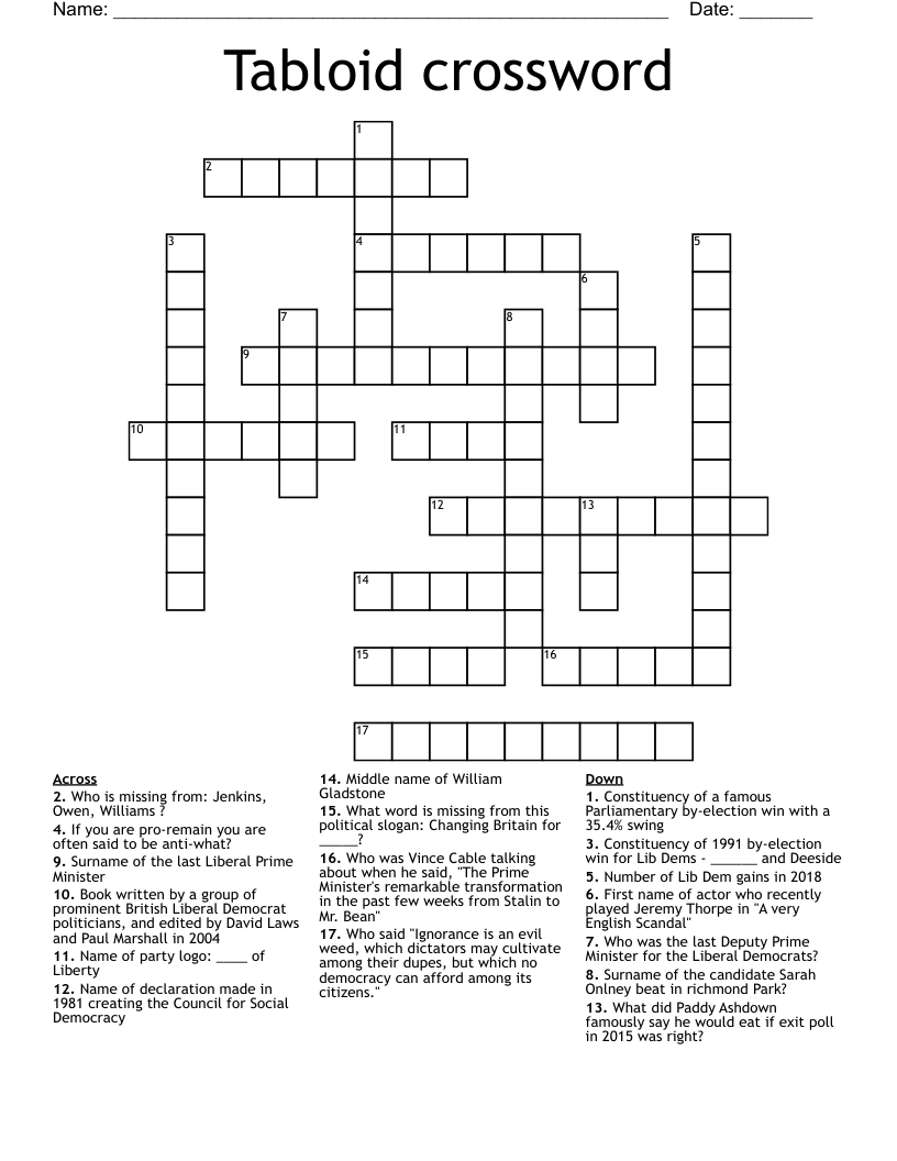 Tabloid crossword