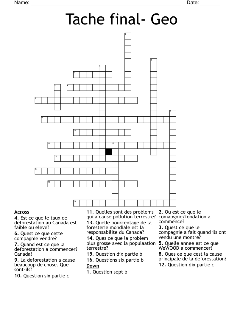 Tache final- Geo Crossword