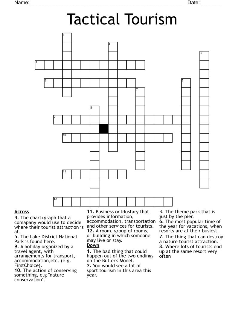 Tactical Tourism Crossword