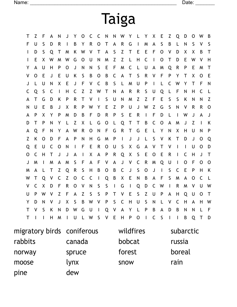Taiga Word Search