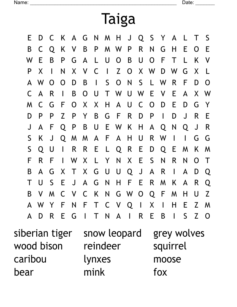 Taiga Word Search